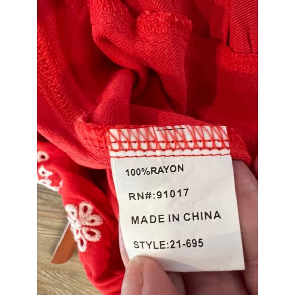 Solitaire Summer Eyelet Casual Short Sleeve Ruffle Detail Dress Deep Coral M - Picture 6 of 6